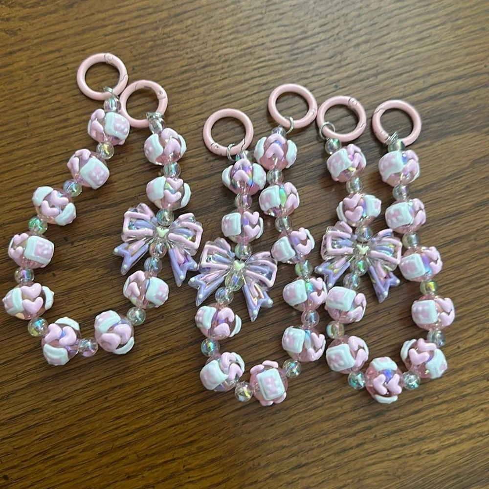 Beaded charm keychains
